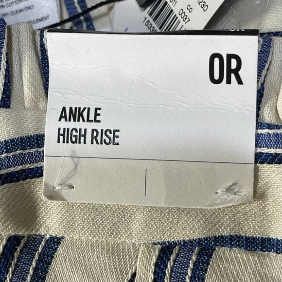 Express Women's Paper bag Trouser Pant Blue White Stripe High Rise Size 0 - Picture 9 of 9